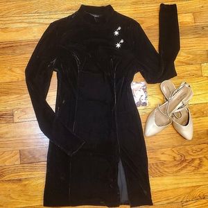 Naked Wardrobe Black Velvet Dress
